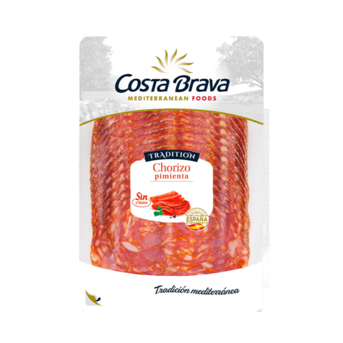 Chorizo mit Pfeffer in dünnen Scheiben