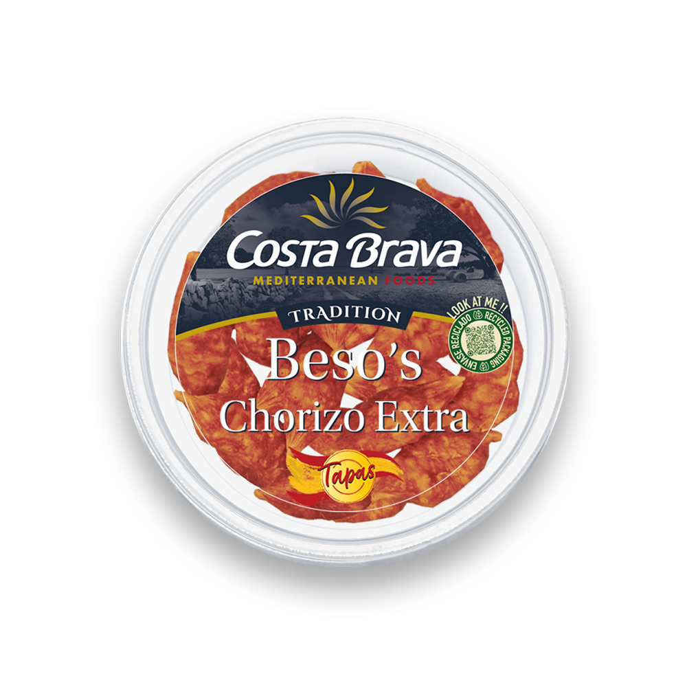 El aroma intenso característico y el sabor atrevido, picante y aromático del chorizo Costa Brava Mediterranean Foods en formato beso's.
