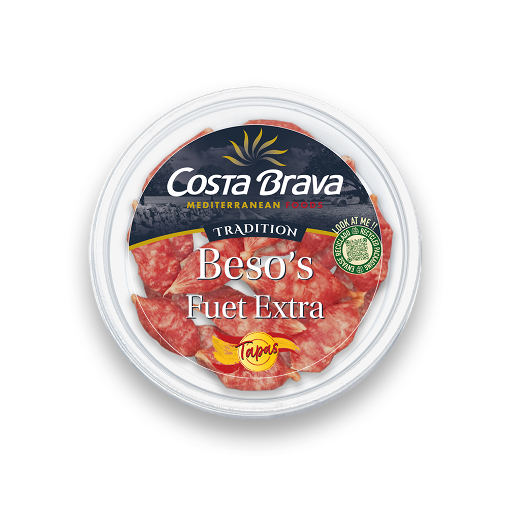 Todo el sabor y la tradición del fuet Costa Brava Mediterranean Foods en formato beso's. Una manera práctica e igualmente deliciosa de consumir fuet.