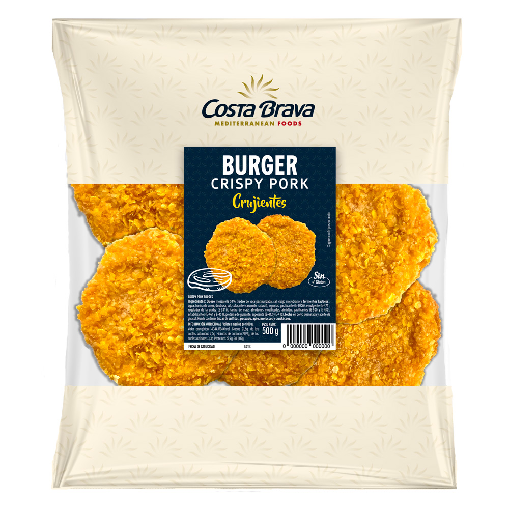 Pre-fried crumbed pork burger