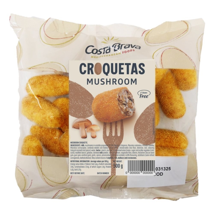 Croquetas de setas prefritas vegetarianas