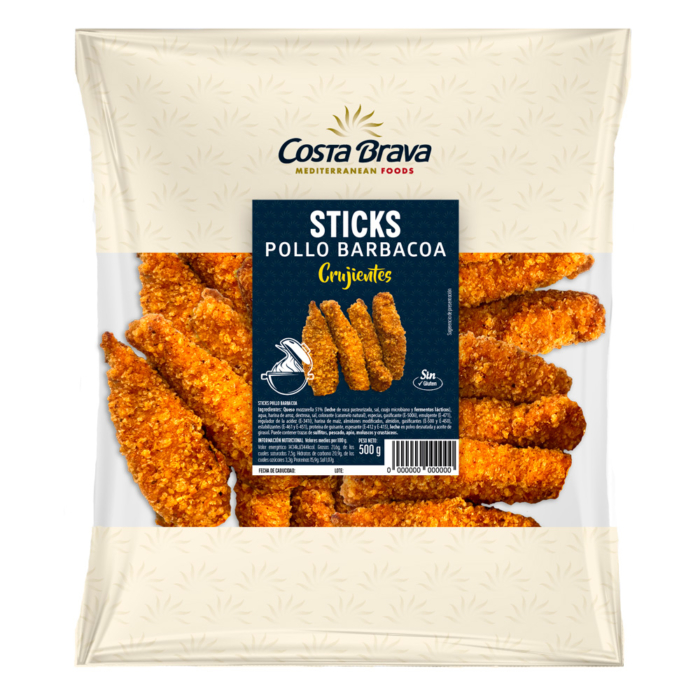 Pre-fried BBQ chicken fingers with a crispy