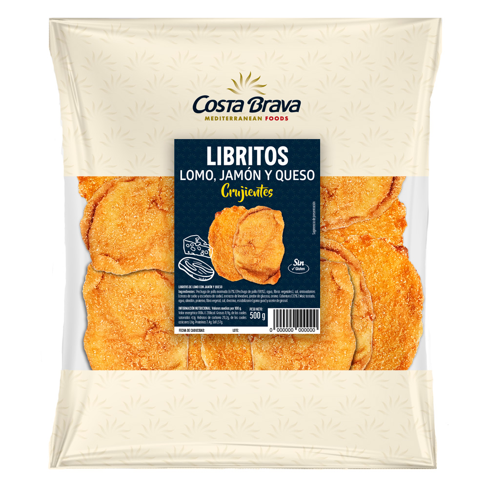 Pre-fried crumbed pork loin parcels with cooked ham and cheese.