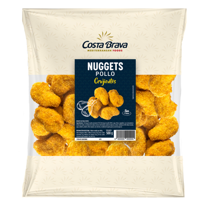 Els nuggets de pollastre prefregits de Costa Brava Mediterranean Foods combinen el sabor suau del pollastre amb un arrebossat daurat. Perfectes per a un aperitiu ràpid i fàcil de cuinar.