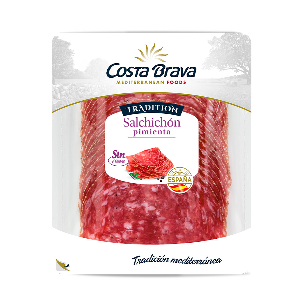 La llonganissa de sempre ara també especiada amb pebre i en llesques fines. Amb la qualitat característica que ofereix Costa Brava Mediterranean Foods i un sabor atrevit