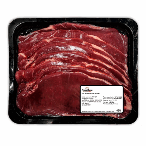 腿盖牛肉片，精瘦牛肉切块，适合煎制或炸制。
