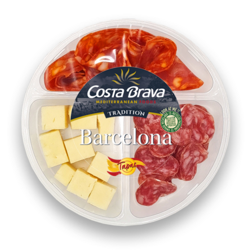 Tapas Barcelona, con chorizo extra, fuet extra y queso de vaca curado.