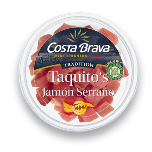 コスタ・ブラバ・メディテラニアン・フーズのハモン・セラーノの美味しさが詰まった『Taquito's』のパッケージです。