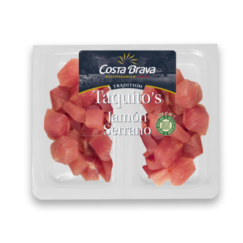 El delicioso Jamón Serrano de Costa Brava Mediterranean Foods en formato taquitos.